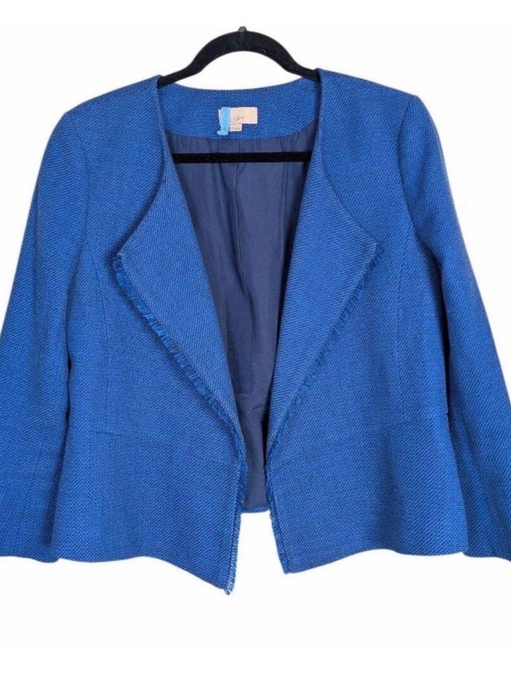 LOFT Royal Blue Open-Front Textured Blazer